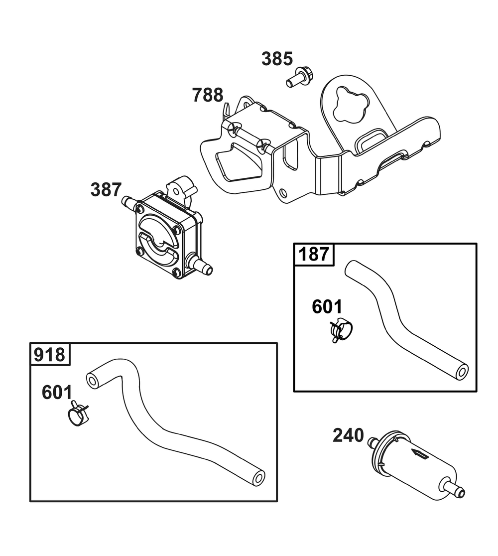 Fuel Supply Group Diagram and Parts List for 541477-2240-H7 400000 - 699999 Briggs and Stratton Engine
